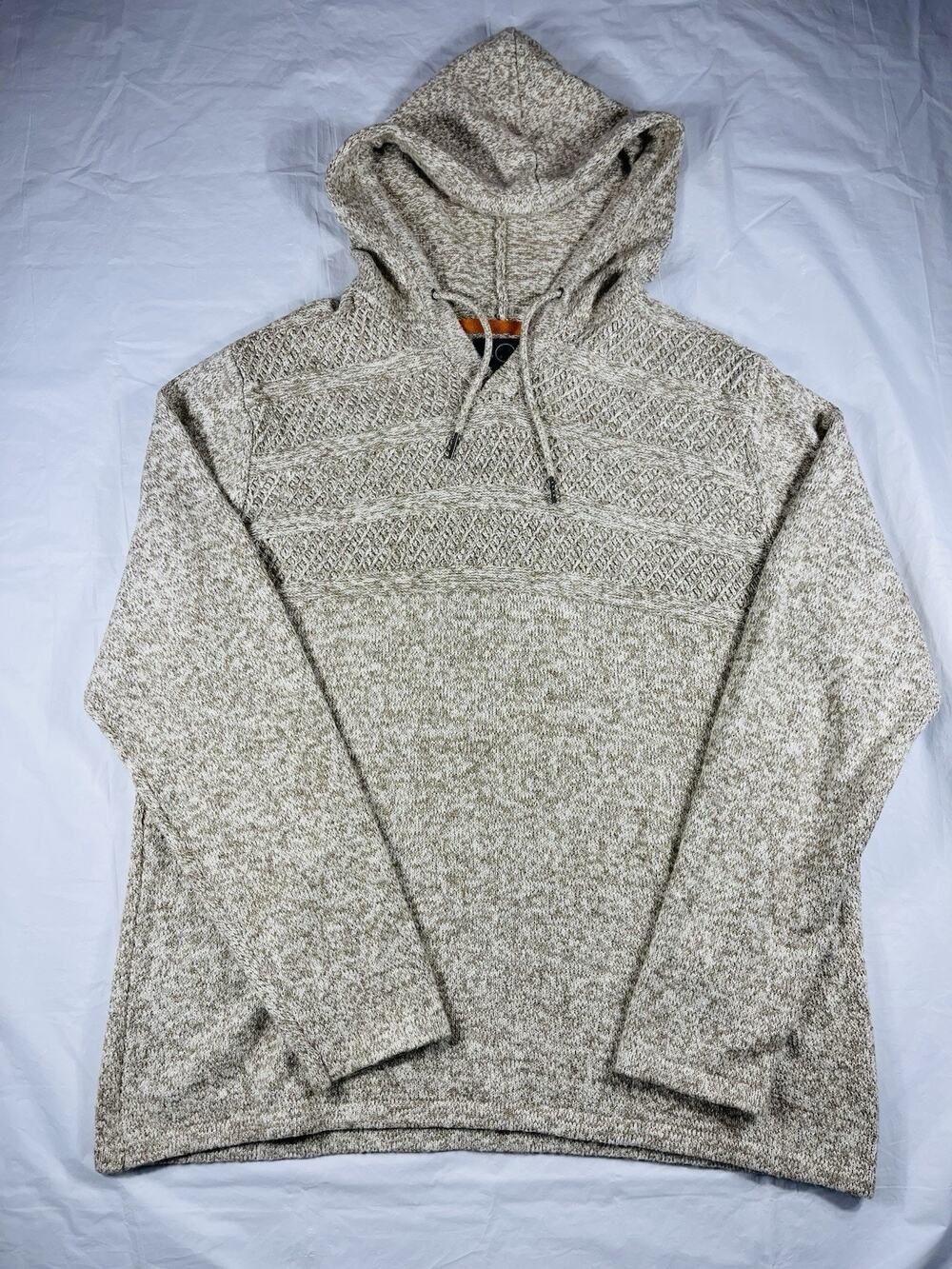 Even Tide Mens L Oatmeal Knit Hoodie Cotton Blend Pullover